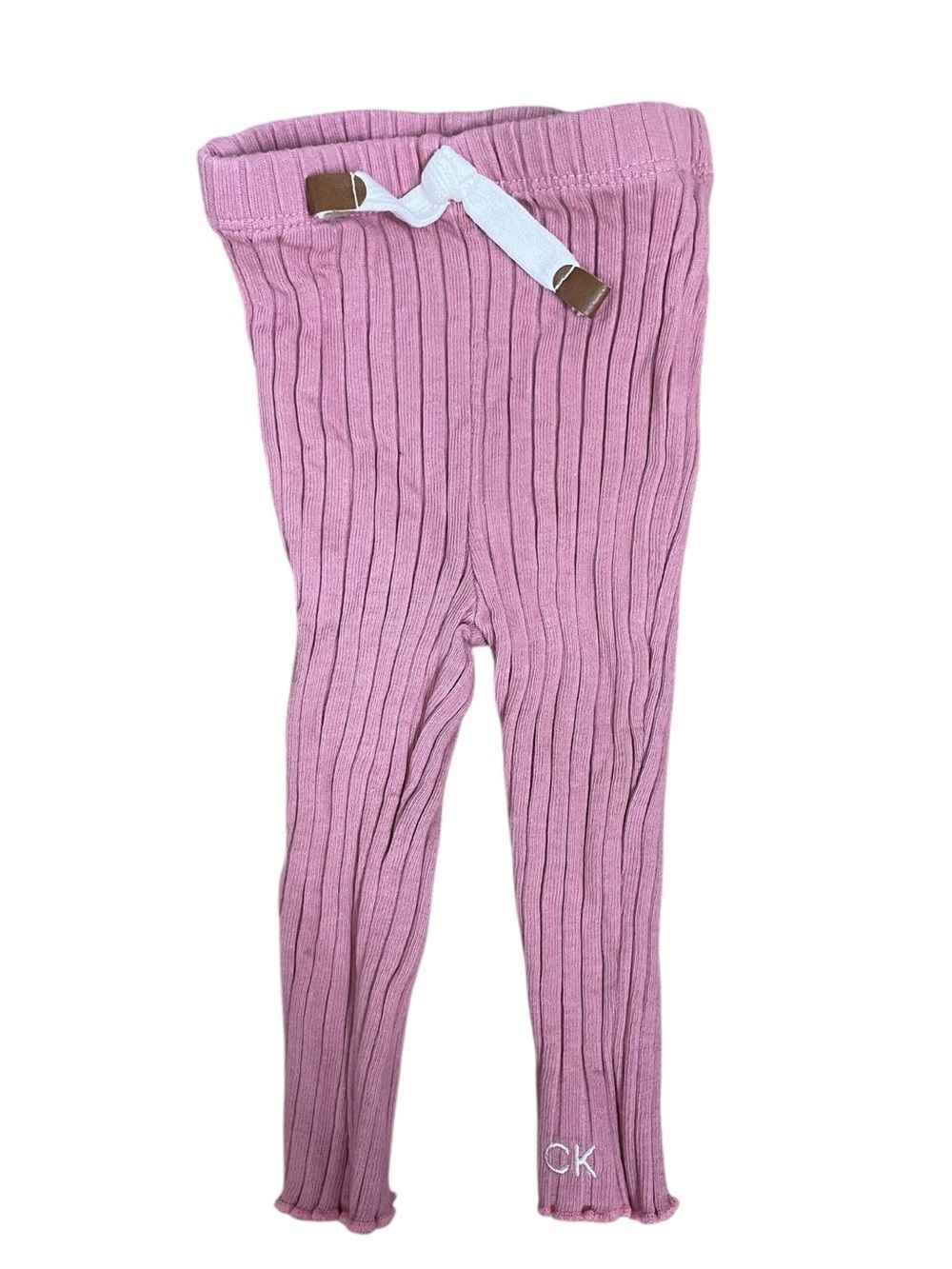 Calvin Klein Baby Girl Pink Ribbed Leggings CK Logo Size 3-6M